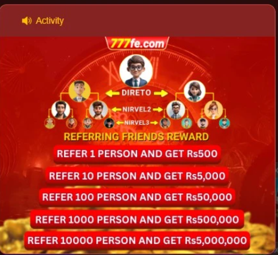 777FE Referral Reward Chart – Earn up to Rs5,000,000 by Referring Friends