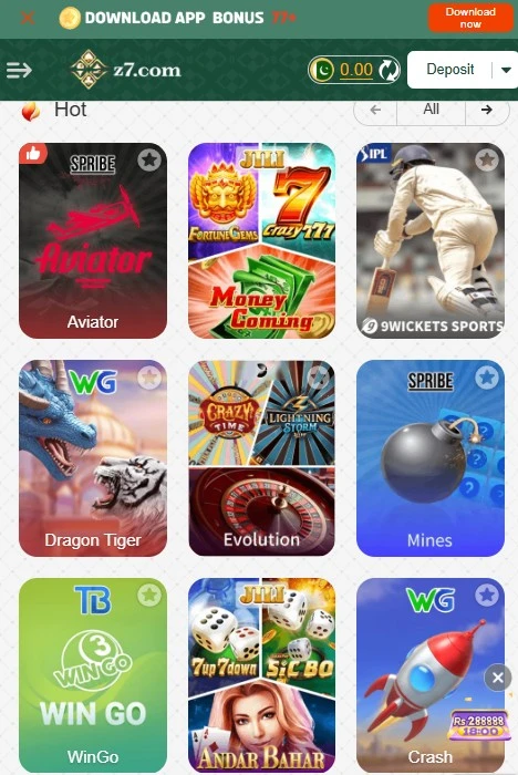 Top Game Categories on Z7 Game